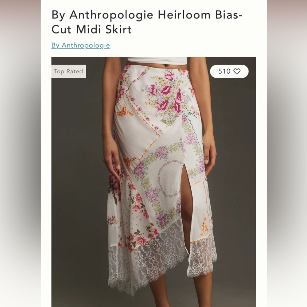 Anthropologie Heirloom Bias-Cut Midi Skirt